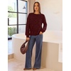 MEROKEETY Women’s Fall Sequin Long Sleeve Pullover Sweaters | Crew Neck, Lantern Sleeve, Oversized, Casual, Sparkly, Drop Shoulder, Ribbed Hem, Solid Color, Knit, Winter Clothes(Wine)