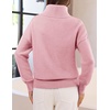 MEROKEETY Women’s Fall Turtleneck Cute Floral Pullover Sweater 2026 Cozy | 3D Floral Appliqués, Long Sleeves, Ribbed Details, Relaxed, Solid, Trendy Outfit, Dressy Casual Top, Winter Clothing(Pink)