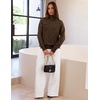 MEROKEETY Women’s Fall Turtleneck Cute Floral Pullover Sweater 2026 Cozy | 3D Floral Appliqués, Long Sleeves, Ribbed Details, Relaxed, Solid, Trendy Outfit, Dressy Casual Top, Winter Clothing(Coffee)