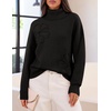 MEROKEETY Women’s Fall Turtleneck Cute Floral Pullover Sweater 2026 Cozy | 3D Floral Appliqués, Long Sleeves, Ribbed Details, Relaxed, Solid, Trendy Outfit, Dressy Casual Top, Winter Clothing(Black)