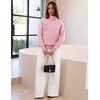 MEROKEETY Women’s Fall Turtleneck Cute Floral Pullover Sweater 2026 Cozy | 3D Floral Appliqués, Long Sleeves, Ribbed Details, Relaxed, Solid, Trendy Outfit, Dressy Casual Top, Winter Clothing(Pink)