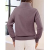 MEROKEETY Women’s Fall Turtleneck Cute Floral Pullover Sweater 2026 Cozy | 3D Floral Appliqués, Long Sleeves, Ribbed Details, Relaxed, Solid, Trendy Outfit, Dressy Casual Top, Winter Clothing(Grey Purple)
