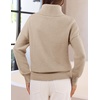 MEROKEETY Women’s Fall Turtleneck Cute Floral Pullover Sweater 2026 Cozy | 3D Floral Appliqués, Long Sleeves, Ribbed Details, Relaxed, Solid, Trendy Outfit, Dressy Casual Top, Winter Clothing(Apricot)