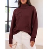 MEROKEETY Women’s Fall Turtleneck Cute Floral Pullover Sweater 2026 Cozy | 3D Floral Appliqués, Long Sleeves, Ribbed Details, Relaxed, Solid, Trendy Outfit, Dressy Casual Top, Winter Clothing(Wine)