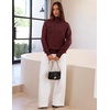 MEROKEETY Women’s Fall Turtleneck Cute Floral Pullover Sweater 2026 Cozy | 3D Floral Appliqués, Long Sleeves, Ribbed Details, Relaxed, Solid, Trendy Outfit, Dressy Casual Top, Winter Clothing(Wine)