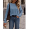 MEROKEETY Womens Long Sleeve Casual Crewneck Sweaters 2026 Ribbed Shimmery | Lightweight, Knit, Ribbed Hem, Solid Color, Slim fit Pullover, Flattering Jumper Tops, Fall Fashion, Layering Winter Clothing(Dusty Blue)