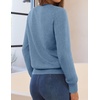 MEROKEETY Womens Long Sleeve Casual Crewneck Sweaters 2026 Ribbed Shimmery | Lightweight, Knit, Ribbed Hem, Solid Color, Slim fit Pullover, Flattering Jumper Tops, Fall Fashion, Layering Winter Clothing(Dusty Blue)