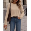 MEROKEETY Womens Long Sleeve Casual Crewneck Sweaters 2026 Ribbed Shimmery | Lightweight, Knit, Ribbed Hem, Solid Color, Slim fit Pullover, Flattering Jumper Tops, Fall Fashion, Layering Winter Clothing(Almond)
