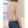 MEROKEETY Womens Long Sleeve Casual Crewneck Sweaters 2026 Ribbed Shimmery | Lightweight, Knit, Ribbed Hem, Solid Color, Slim fit Pullover, Flattering Jumper Tops, Fall Fashion, Layering Winter Clothing(Almond)