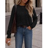 MEROKEETY Womens Long Sleeve Casual Crewneck Sweaters 2026 Ribbed Shimmery | Lightweight, Knit, Ribbed Hem, Solid Color, Slim fit Pullover, Flattering Jumper Tops, Fall Fashion, Layering Winter Clothing(Black)