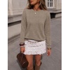 MEROKEETY Womens Long Sleeve Casual Crewneck Sweaters 2026 Ribbed Shimmery | Lightweight, Knit, Ribbed Hem, Solid Color, Slim fit Pullover, Flattering Jumper Tops, Fall Fashion, Layering Winter Clothing(Camel)