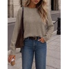 MEROKEETY Womens Long Sleeve Casual Crewneck Sweaters 2026 Ribbed Shimmery | Lightweight, Knit, Ribbed Hem, Solid Color, Slim fit Pullover, Flattering Jumper Tops, Fall Fashion, Layering Winter Clothing(Camel)