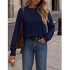 MEROKEETY Womens Long Sleeve Casual Crewneck Sweaters 2026 Ribbed Shimmery | Lightweight, Knit, Ribbed Hem, Solid Color, Slim fit Pullover, Flattering Jumper Tops, Fall Fashion, Layering Winter Clothing(Navy)