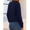 MEROKEETY Womens Long Sleeve Casual Crewneck Sweaters 2026 Ribbed Shimmery | Lightweight, Knit, Ribbed Hem, Solid Color, Slim fit Pullover, Flattering Jumper Tops, Fall Fashion, Layering Winter Clothing(Navy)