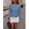 MEROKEETY Womens Long Sleeve Casual Crewneck Sweaters 2026 Ribbed Shimmery | Lightweight, Knit, Ribbed Hem, Solid Color, Slim fit Pullover, Flattering Jumper Tops, Fall Fashion, Layering Winter Clothing(Dusty Blue)