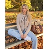 MEROKEETY Women’s Long Sleeve Tie Front Fall Cardigan Chunky Knit Sweaters | Classic Crewneck, 2026 Trendy, Vintage Cute, Button Up, Ribbed Hem, Color Block, Business Casual Work, Fashion Winter Clothes(Oatmeal)
