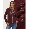 MEROKEETY Women’s Long Sleeve Tie Front Fall Cardigan Chunky Knit Sweaters | Classic Crewneck, 2026 Trendy, Vintage Cute, Button Up, Ribbed Hem, Color Block, Business Casual Work, Fashion Winter Clothes(Wine)