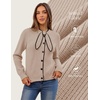 MEROKEETY Women’s Long Sleeve Tie Front Fall Cardigan Chunky Knit Sweaters | Classic Crewneck, 2026 Trendy, Vintage Cute, Button Up, Ribbed Hem, Color Block, Business Casual Work, Fashion Winter Clothes(Oatmeal)