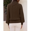 MEROKEETY Women’s Turtleneck Long Sleeve Fall Winter Cable Knit Sweater | 2026 Trendy Pullover Tops, Chunky Ribbed Knit, Oversized Loose Fit, Business Casual, Work Office, Going Out Travel Outfits(Coffee)