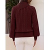 MEROKEETY Women’s Turtleneck Long Sleeve Fall Winter Cable Knit Sweater | 2026 Trendy Pullover Tops, Chunky Ribbed Knit, Oversized Loose Fit, Business Casual, Work Office, Going Out Travel Outfits(Wine)