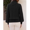 MEROKEETY Women’s Turtleneck Long Sleeve Fall Winter Cable Knit Sweater | 2026 Trendy Pullover Tops, Chunky Ribbed Knit, Oversized Loose Fit, Business Casual, Work Office, Going Out Travel Outfits(Black)