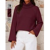 MEROKEETY Women’s Turtleneck Long Sleeve Fall Winter Chunky Knit Sweater | Ribbed Knit, Oversized Loose Fit, 2026 Trendy Pullover Tops, Business Casual, Work Office, Dressy Going Out Travel Outfits(Wine)