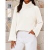 MEROKEETY Women’s Turtleneck Long Sleeve Fall Winter Chunky Knit Sweater | Ribbed Knit, Oversized Loose Fit, 2026 Trendy Pullover Tops, Business Casual, Work Office, Dressy Going Out Travel Outfits(White)