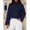 MEROKEETY Women’s Turtleneck Long Sleeve Fall Winter Chunky Knit Sweater | Ribbed Knit, Oversized Loose Fit, 2026 Trendy Pullover Tops, Business Casual, Work Office, Dressy Going Out Travel Outfits(Navy)