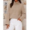MEROKEETY Women’s Turtleneck Long Sleeve Fall Winter Chunky Knit Sweater | Ribbed Knit, Oversized Loose Fit, 2026 Trendy Pullover Tops, Business Casual, Work Office, Dressy Going Out Travel Outfits(Oatmeal)