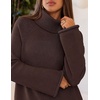 MEROKEETY Women’s Turtleneck Long Sleeve Fall Winter Chunky Knit Sweater | Ribbed Knit, Oversized Loose Fit, 2026 Trendy Pullover Tops, Business Casual, Work Office, Dressy Going Out Travel Outfits(Coffee)