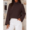 MEROKEETY Women’s Turtleneck Long Sleeve Fall Winter Chunky Knit Sweater | Ribbed Knit, Oversized Loose Fit, 2026 Trendy Pullover Tops, Business Casual, Work Office, Dressy Going Out Travel Outfits(Coffee)