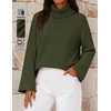 MEROKEETY Women’s Turtleneck Long Sleeve Fall Winter Chunky Knit Sweater | Ribbed Knit, Oversized Loose Fit, 2026 Trendy Pullover Tops, Business Casual, Work Office, Dressy Going Out Travel Outfits(Armygreen)