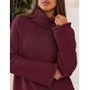 MEROKEETY Women’s Turtleneck Long Sleeve Fall Winter Chunky Knit Sweater | Ribbed Knit, Oversized Loose Fit, 2026 Trendy Pullover Tops, Business Casual, Work Office, Dressy Going Out Travel Outfits(Wine)