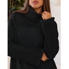 MEROKEETY Women’s Turtleneck Long Sleeve Fall Winter Chunky Knit Sweater | Ribbed Knit, Oversized Loose Fit, 2026 Trendy Pullover Tops, Business Casual, Work Office, Dressy Going Out Travel Outfits(Black)