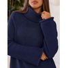 MEROKEETY Women’s Turtleneck Long Sleeve Fall Winter Chunky Knit Sweater | Ribbed Knit, Oversized Loose Fit, 2026 Trendy Pullover Tops, Business Casual, Work Office, Dressy Going Out Travel Outfits(Navy)