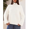 MEROKEETY Women’s Turtleneck Long Sleeve Fall Winter Chunky Knit Sweater | Ribbed Knit, Oversized Loose Fit, 2026 Trendy Pullover Tops, Business Casual, Work Office, Dressy Going Out Travel Outfits(White)