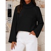MEROKEETY Women’s Turtleneck Long Sleeve Fall Winter Chunky Knit Sweater | Ribbed Knit, Oversized Loose Fit, 2026 Trendy Pullover Tops, Business Casual, Work Office, Dressy Going Out Travel Outfits(Black)