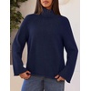 MEROKEETY Women’s Turtleneck Long Sleeve Fall Winter Chunky Knit Sweater | Ribbed Knit, Oversized Loose Fit, 2026 Trendy Pullover Tops, Business Casual, Work Office, Dressy Going Out Travel Outfits(Navy)