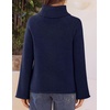 MEROKEETY Women’s Turtleneck Long Sleeve Fall Winter Chunky Knit Sweater | Ribbed Knit, Oversized Loose Fit, 2026 Trendy Pullover Tops, Business Casual, Work Office, Dressy Going Out Travel Outfits(Navy)