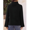 MEROKEETY Women’s Turtleneck Long Sleeve Fall Winter Chunky Knit Sweater | Ribbed Knit, Oversized Loose Fit, 2026 Trendy Pullover Tops, Business Casual, Work Office, Dressy Going Out Travel Outfits(Black)
