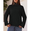 MEROKEETY Women’s Turtleneck Long Sleeve Fall Winter Chunky Knit Sweater | Ribbed Knit, Oversized Loose Fit, 2026 Trendy Pullover Tops, Business Casual, Work Office, Dressy Going Out Travel Outfits(Black)