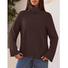 MEROKEETY Women’s Turtleneck Long Sleeve Fall Winter Chunky Knit Sweater | Ribbed Knit, Oversized Loose Fit, 2026 Trendy Pullover Tops, Business Casual, Work Office, Dressy Going Out Travel Outfits(Coffee)