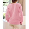 MEROKEETY Women’s V Neck Fuzzy Fall Long Sleeve Cozy Soft Sweater Pullover | 2026 Fashion, Slouchy Furry Knit Tops, Classic Loose Fit, Daliy Casual Wear, Comfy Warm Winter Outfits(Pink)