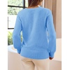 MEROKEETY Women’s V Neck Fuzzy Fall Long Sleeve Cozy Soft Sweater Pullover | 2026 Fashion, Slouchy Furry Knit Tops, Classic Loose Fit, Daliy Casual Wear, Comfy Warm Winter Outfits(Blue)