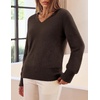 MEROKEETY Women’s V Neck Fuzzy Fall Long Sleeve Cozy Soft Sweater Pullover | 2026 Fashion, Slouchy Furry Knit Tops, Classic Loose Fit, Daliy Casual Wear, Comfy Warm Winter Outfits(Coffee)