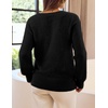 MEROKEETY Women’s V Neck Fuzzy Fall Long Sleeve Cozy Soft Sweater Pullover | 2026 Fashion, Slouchy Furry Knit Tops, Classic Loose Fit, Daliy Casual Wear, Comfy Warm Winter Outfits(Black)