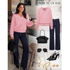 MEROKEETY Women’s V Neck Fuzzy Fall Long Sleeve Cozy Soft Sweater Pullover | 2026 Fashion, Slouchy Furry Knit Tops, Classic Loose Fit, Daliy Casual Wear, Comfy Warm Winter Outfits(Pink)