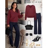 MEROKEETY Women’s V Neck Fuzzy Fall Long Sleeve Cozy Soft Sweater Pullover | 2026 Fashion, Slouchy Furry Knit Tops, Classic Loose Fit, Daliy Casual Wear, Comfy Warm Winter Outfits(Wine)