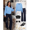 MEROKEETY Women’s V Neck Fuzzy Fall Long Sleeve Cozy Soft Sweater Pullover | 2026 Fashion, Slouchy Furry Knit Tops, Classic Loose Fit, Daliy Casual Wear, Comfy Warm Winter Outfits(Blue)