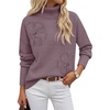 MEROKEETY Women’s Fall Turtleneck Cute Floral Pullover Sweater 2026 Cozy | 3D Floral Appliqués, Long Sleeves, Ribbed Details, Relaxed, Solid, Trendy Outfit, Dressy Casual Top, Winter Clothing(Grey Purple)